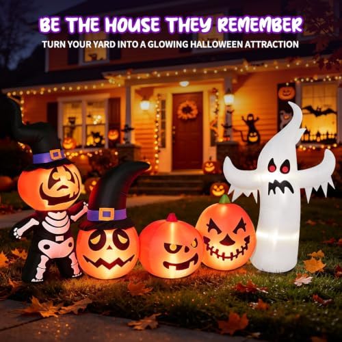 8FT Halloween Inflatable Pumpkin Skeleton Ghost Combo Decorations
