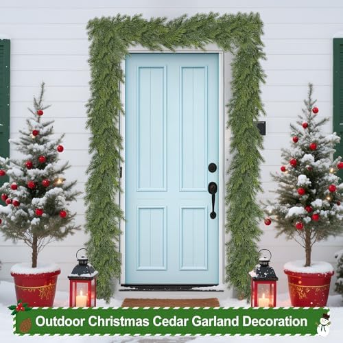 Artgar 6 Ft Realistic Christmas Cedar Garland, Thick Faux Green Garland