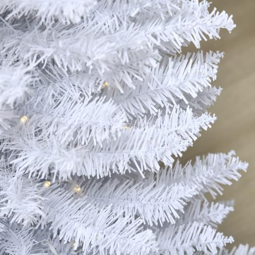 HOMCOM 7' Tall Pre-Lit Slim Noble Fir Artificial Pencil Christmas Tree