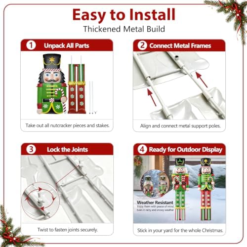 2 Pcs Christmas Nutcracker Outdoor Decor 32'' Soldier Stakes Yard Signs