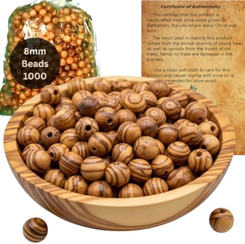 Holy Land Market Olive Wood Beads 8mm 1000 Count Rosary Making Beads