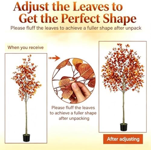 6ft Fall Tree Artificial Eucalyptus Tree,Indoor Outdoor Fall Decor