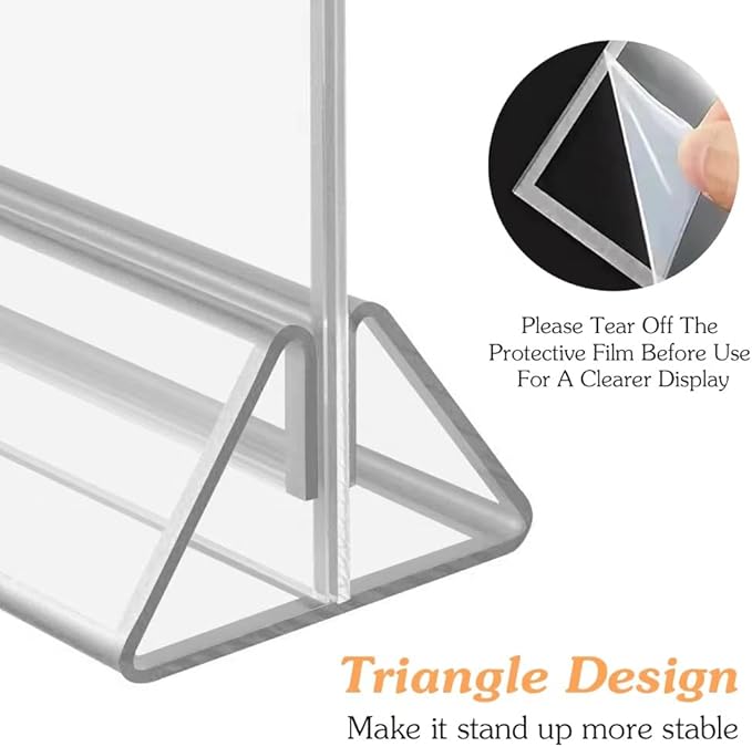 5X7 Acrylic Sign Holder 12 Pack, Double Sided Silver Picture Frames Clear Wedding Table Numbers for Party, Menu, Restaurant, Photo, Office, Hotels, Meetings