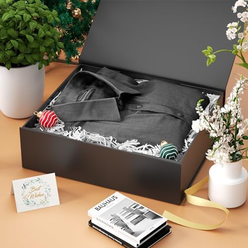 PSHVYM 5Pack Gift Box 11.5x7.8x3 In,Black Gift Boxes with Lids for Presents