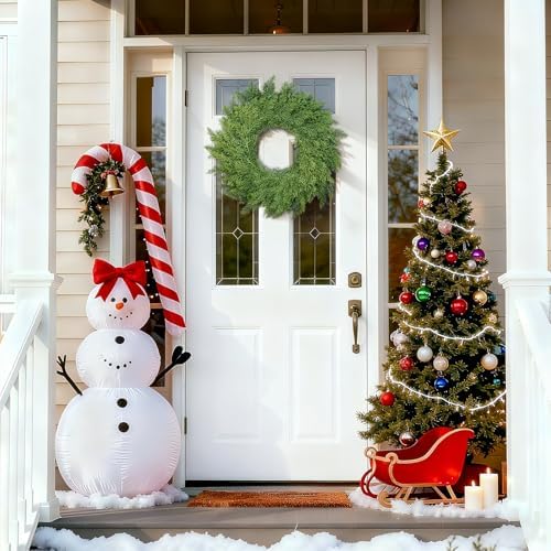 22 inch Real Touch Cedar Wreath, Artificial Greenery Holiday Decor