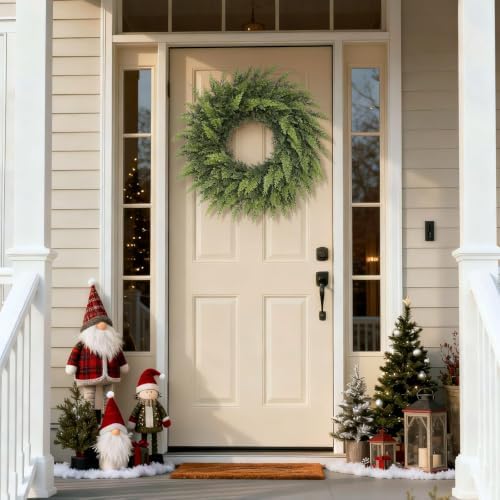 24" Lifelike Touch Artificial Christmas Cedar Wreath for Front Door Decor