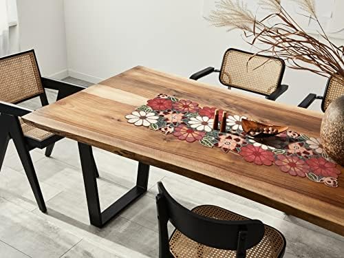 Lightnpro Beaded Table Runner - Elegant Handmade Floral Design - Decorative Table Accent for Dining, Weddings,, Everyday Use & Special Party Occasions - 13x36 Inch - Maroon Combo