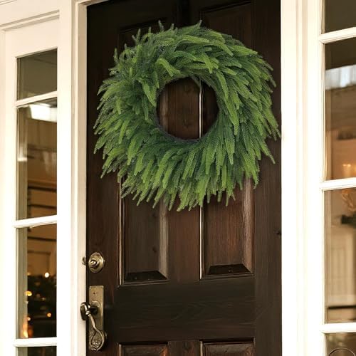 26" Lifelike Artificial Christmas Norfolk Pine Wreath for Front Door Decor