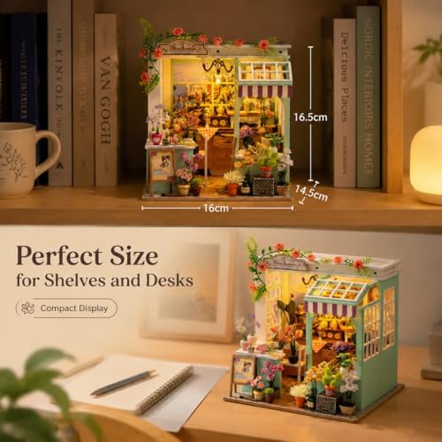 DIY Miniature Flower House Book Nook Kit with LED Light