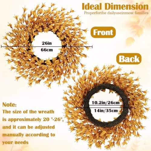 26 Inch Large Golden Yellow Fall Wreaths for Front Door, Fall Door Wreath