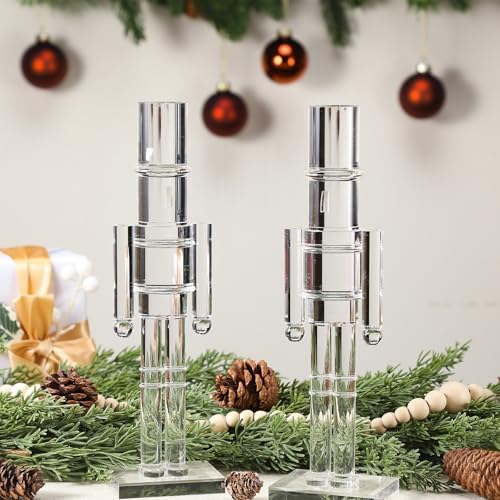 Thyle 2 Pack Acrylic Christmas Nutcracker Set, Clear, 12 Inch