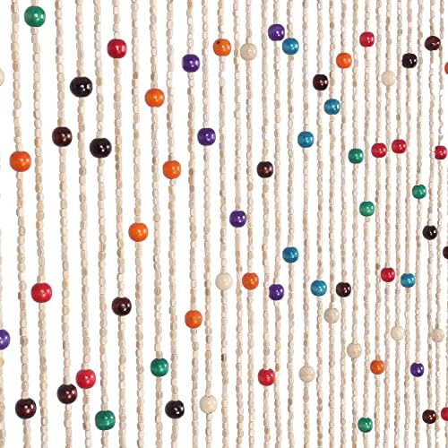 ANMINY Bamboo Wood Beaded Curtain, Handmade Colorful 38 Strands 35"x75.5"