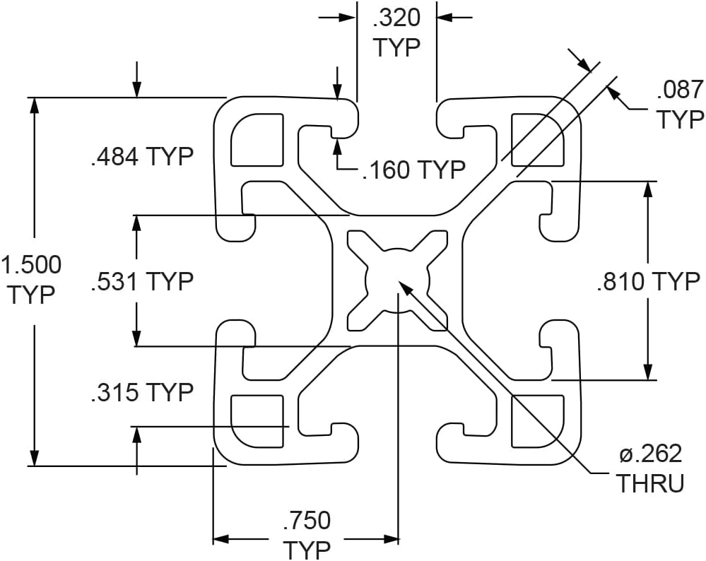 8020, 1515, 15 Series 1.5 Inch x 1.5 Inch T-Slotted Aluminum Extrusion DIY Ex...