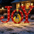 Hausse Lighted Christmas Decorations Outdoor, Upgraded 20" Joy Letter Nativity Scenes Sets, Xmas Metal Religious Yard Decor with Stake, Battery Powered for Winter New Year Holiday Garden Patio Lawn
