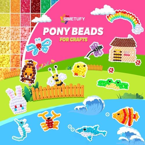 Simetufy 10000Pcs Pony Beads Bulk, 56 Colors 6x9MM Plastic Kandi Beads Kit for Crafts Bracelet Making Hair Braiding Jewelry Key Chains DIY Gifts, 5.74lb (2 Large Boxes)