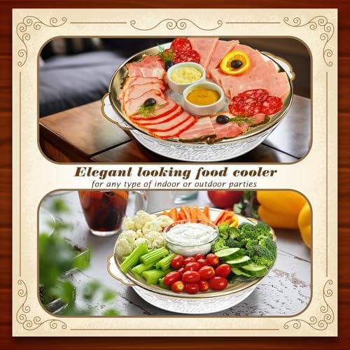 Baderke 3 Set 11.8" Chilled Serving Tray Compartments for Parties, Gold