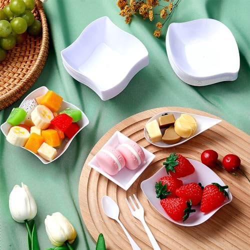 400 Pcs Mini Appetizer Plates Disposable, Classic Style, White