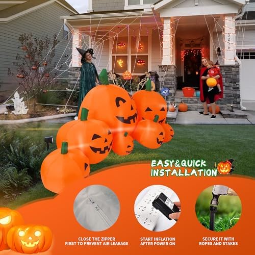 8FT Long Halloween Inflatable Pumpkin Patch Fall Inflatable Thanksgiving Inflatable Pumpkin Patch Blow up Pumpkin Decor Outer Large Party Yard Decoration