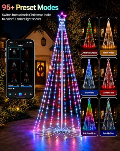 10FT Smart 3D RGB Animated Outdoor Christmas Cone Tree Light Show