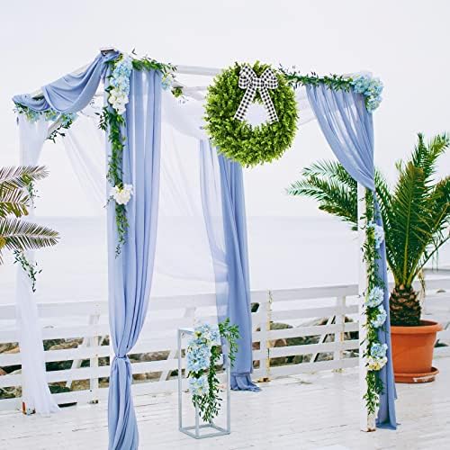 Vlorart 24" Large Boxwood Wreath for Front Door, Artificial Greenery Wreath with Plaid Bow, Full Lush Spring Summer Farmhouse Wall, Window & Wedding Decor