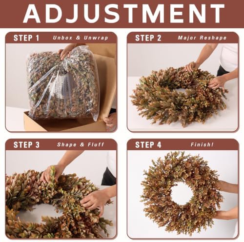26" Artificial Fall Azalea Leaves Wreath for Front Door Decor(Orange-Green)