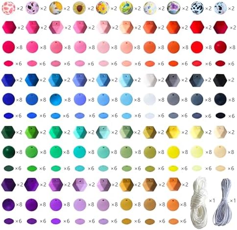 630Pcs Silicone Beads Bulk for Keychain and Bracelet Making Kit, 48 Colors