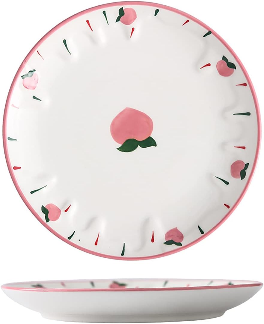 Set of 6 Ceramic Dessert, Cake, Appetizer & Snack Plates - 6 Inch Fruit P...