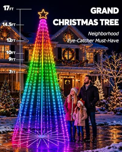 7FT Outdoor Christmas Tree with Lights, DIY Light Show LED Christmas Tree