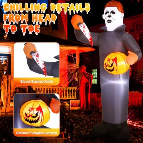 Elegear 6FT Masked Slasher Halloween Inflatable, Outdoor Yard Lawn Decor