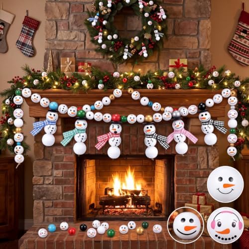Vicenpal 450 Pcs Christmas Wooden Beads, Pure, White