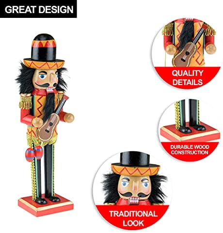 Clever Creations Mariachi 12 Inch Traditional Wooden Nutcracker, Festive Christmas Décor for Shelves and Tables