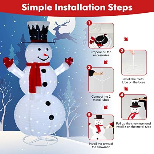 Tangkula 6 FT Lighted Christmas Snowman, Pop-Up 3D Xmas Pre-lit Snowman