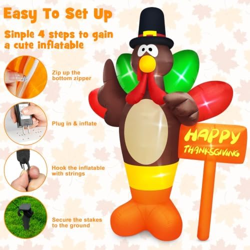 Danxilu Thanksgiving Inflatables 10 FT Giant Turkey Outdoor Decorations