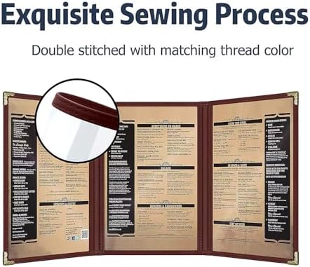 goodsmart restaurant menu covers – burgundy, 25 pack showing dimensions