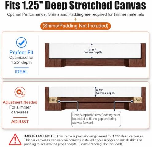 Canvas Floater Frame for 1”–1.25”Deep Gallery Wrapped Canvas, Wood-Look Floating Frame Wall Artwork for Oil Paintings, Gallery Bedroom, Living Room, Studio, Made in USA (Dark Walnut,8x10)
