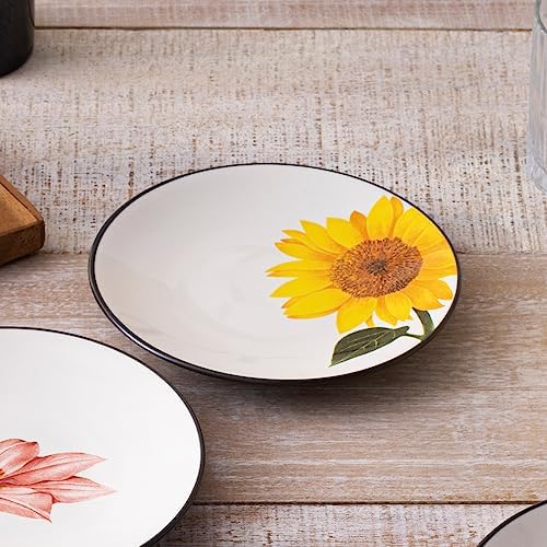 Noritake Colorwave Floral Appetizer Plates, Graphite Black, Set of 4