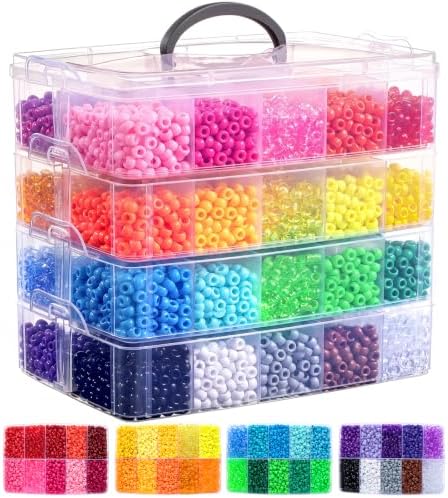 Simetufy 10000Pcs Pony Beads Bulk, 40 Colors for Kandi Bracelet Making