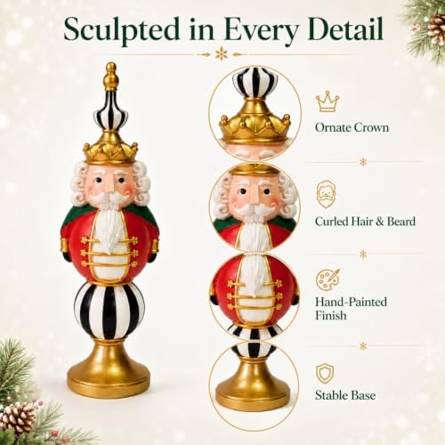 Nutcracker Christmas Decor, 15.9 Inch Tall Resin Tabletop Figurine