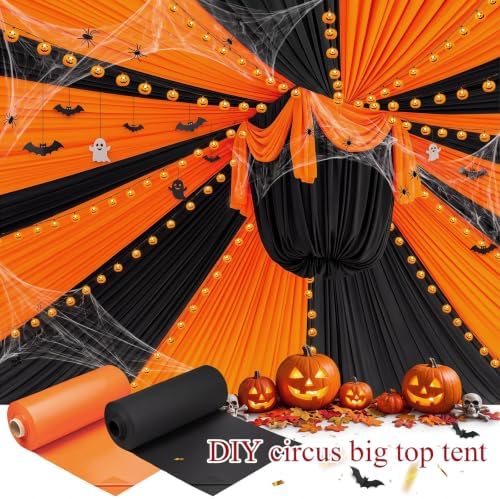 Moukeren 4 Roll Circus Carnival Table Cover Backdrop, Orange, Black