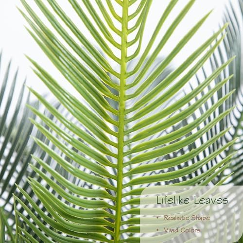 Bellacat 4ft UV Resistant Faux Sago Palm Tree with Natural & Lifelike Bark, 48in Super Full Artificial Cycad Tree with Realistic Leaves, for Home Office Patio Porch Front Door Decor.