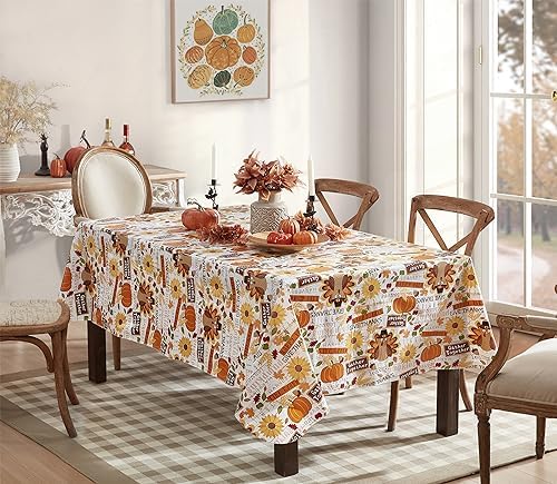 Newbridge Happy Thanksgiving Turkey 60x120 Inch Rectangle Vinyl Tablecloth