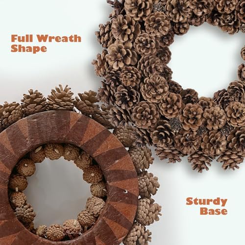 18 Inch Fall Wreath for Front Door Full Artificial Pinecone Wreath