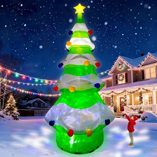 SEASONBLOW 12 FT Giant Inflatable Christmas Tree Xmas Decoration for Blow Up Built-in Lights for Yard Indoor Outdoor Lawn Yard Garden Holiday