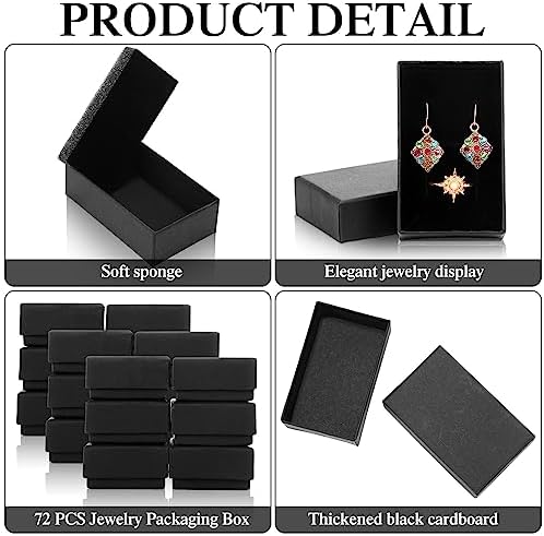Batiyeer 96 Pcs Black Cardboard Jewelry Boxes with Lids, 3.2 x 2 x 1 Inch