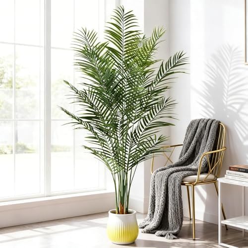 6.5ft Artificial Palm Tree Outdoor, Large Fake Tropical Areca Palm with 18 Trunks, Tall Faux Floor Plants for Indoor Living Rooms Offices Bedroom Home Decor