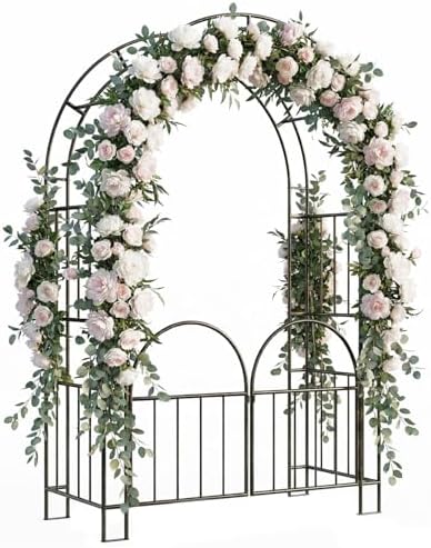 7ft Garden Arbor with Gate, Garden Arch Trellis for Climbing Plants