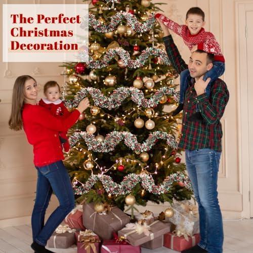 295 Feet Christmas Tinsel Garland, Red, Green, Silver