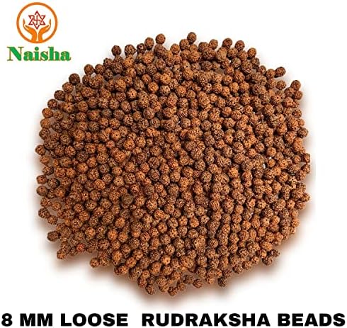 NAISHA 1001 Pcs Natural Rudraksha Beads, 8mm Loose Mala Jewelry Making