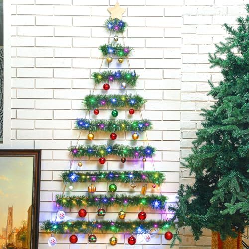 Hollowfly 60 Inch Wall Hanging Christmas Tree with Lights Xmas Wall Decor