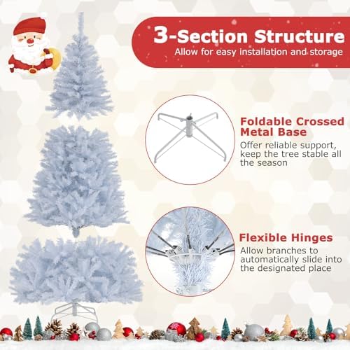 Goplus 7 FT Pre-Lit Christmas Tree with 400 Warm White & 3-Color LED Lights
